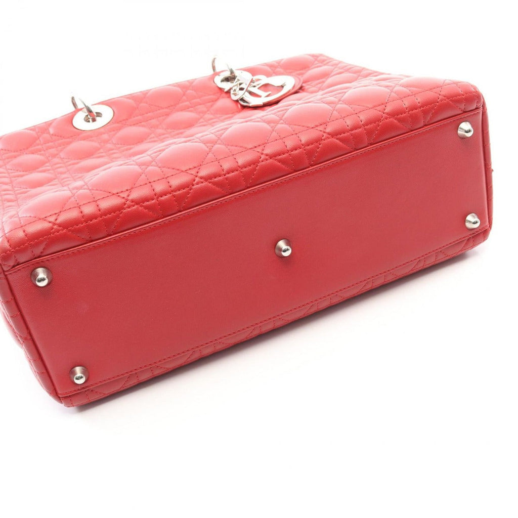 Dior Handbag Lady Large Cannage Red Leather 2-Way