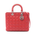 Dior Handbag Lady Large Cannage Red Leather 2-Way