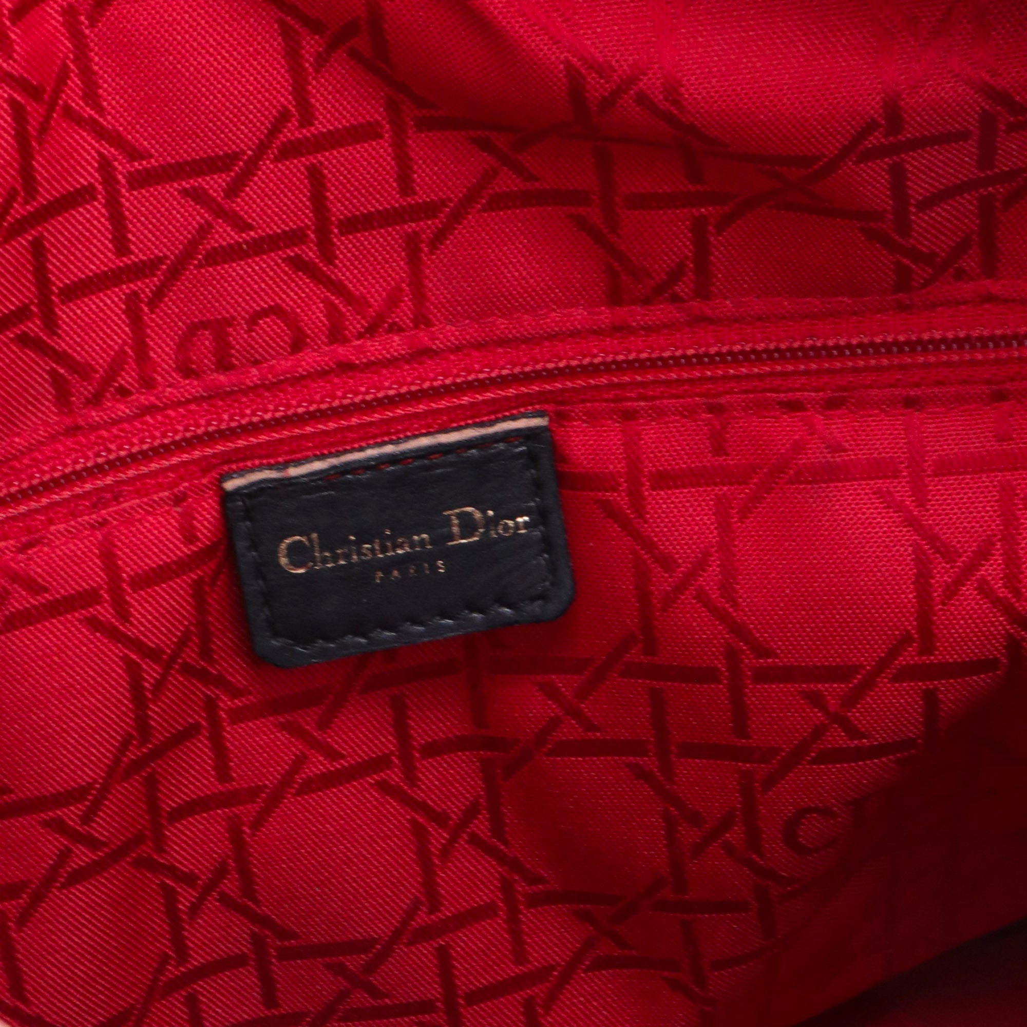 DIOR - Large Lady Dior handbag in vintage black cannage leather