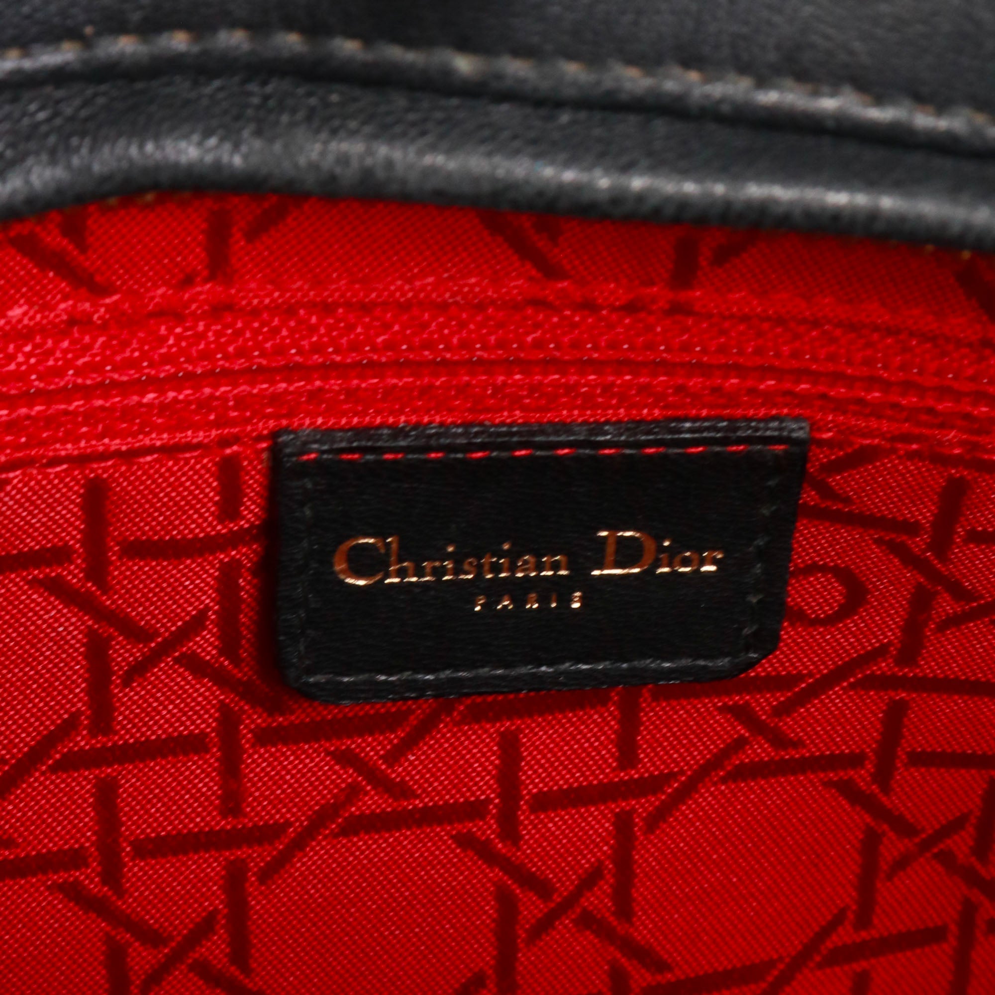 DIOR - Lady Dior large handbag in vintage black quilted leather