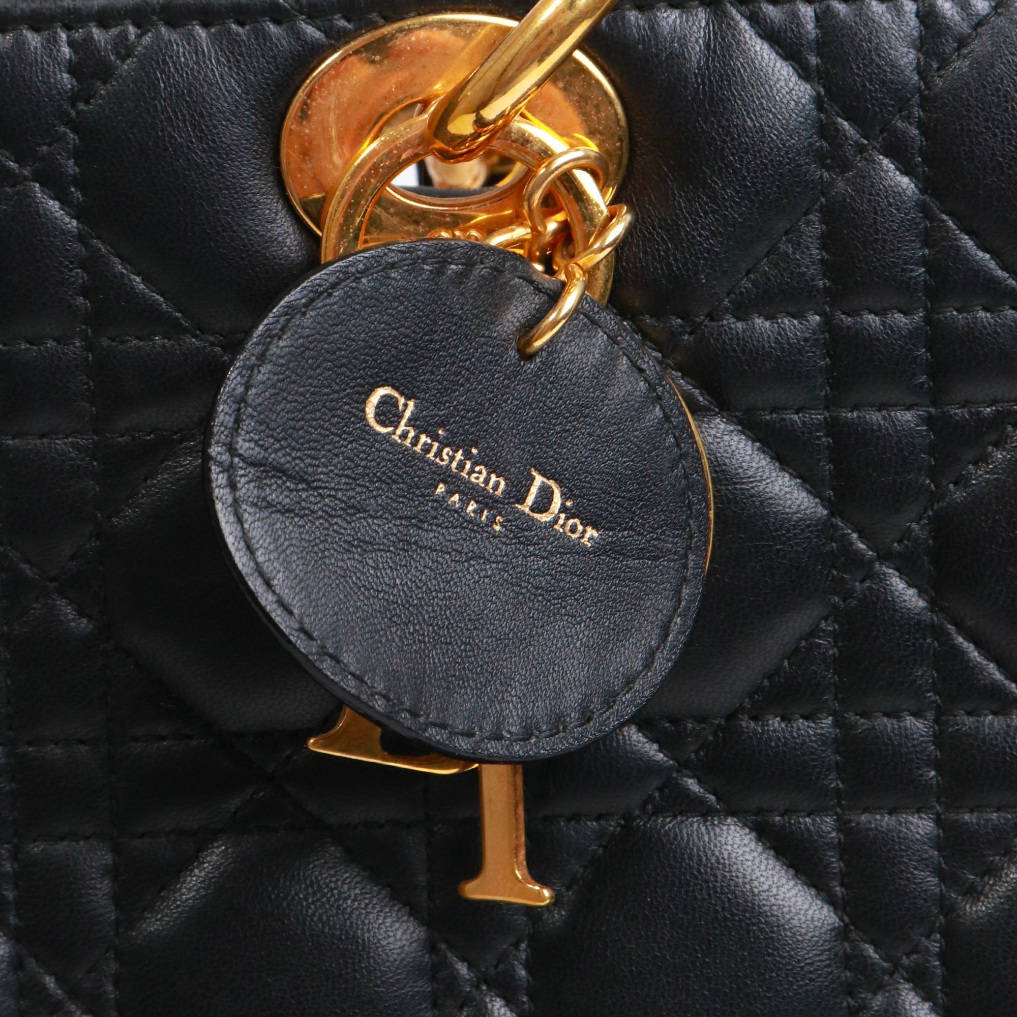 DIOR - Lady Dior large handbag in vintage black quilted leather