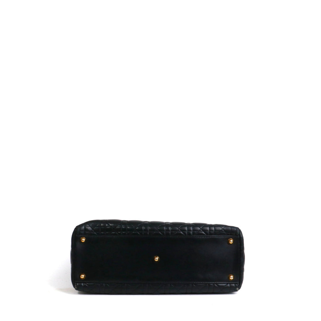 DIOR - Lady Dior large handbag in vintage black quilted leather