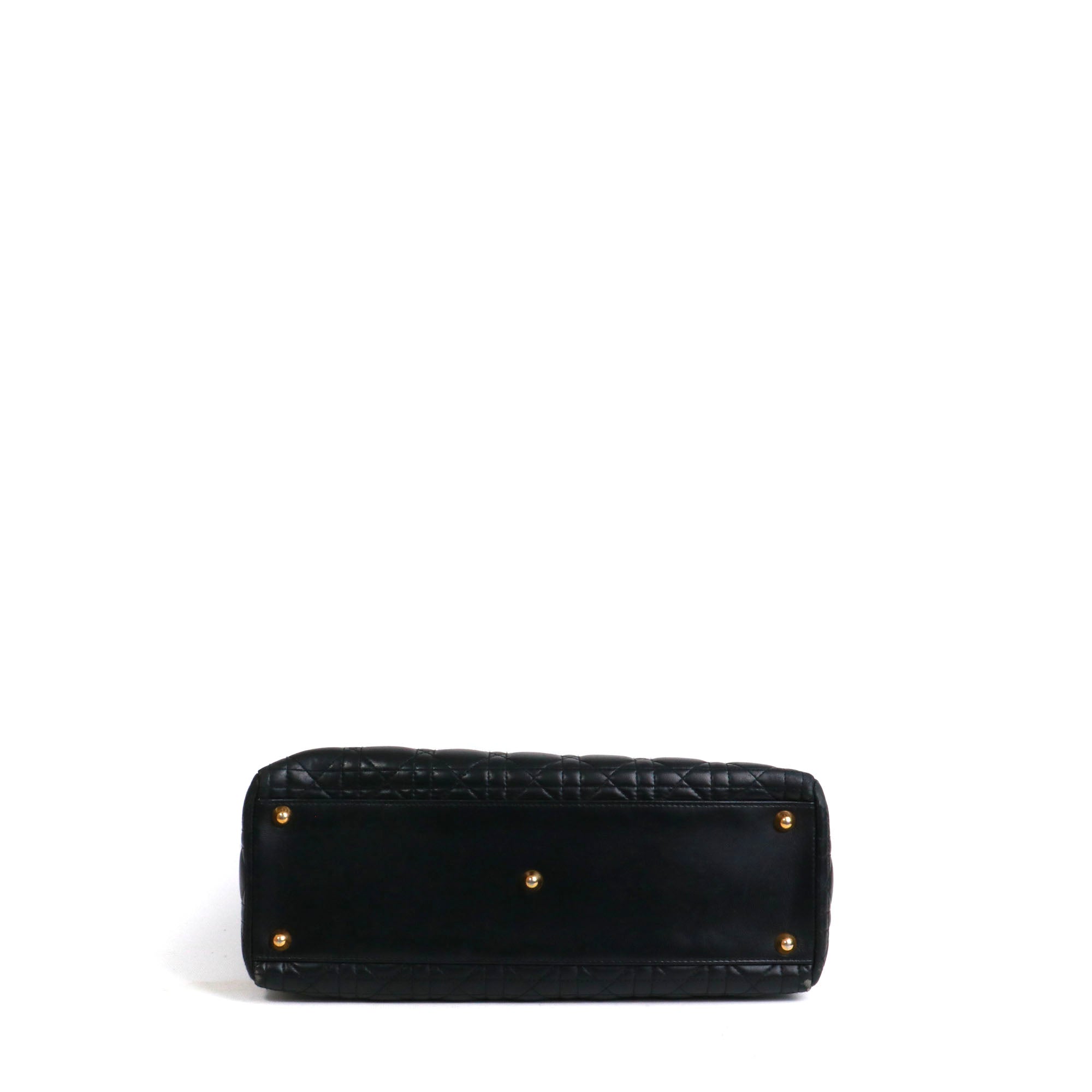 DIOR - Lady Dior large handbag in vintage black quilted leather