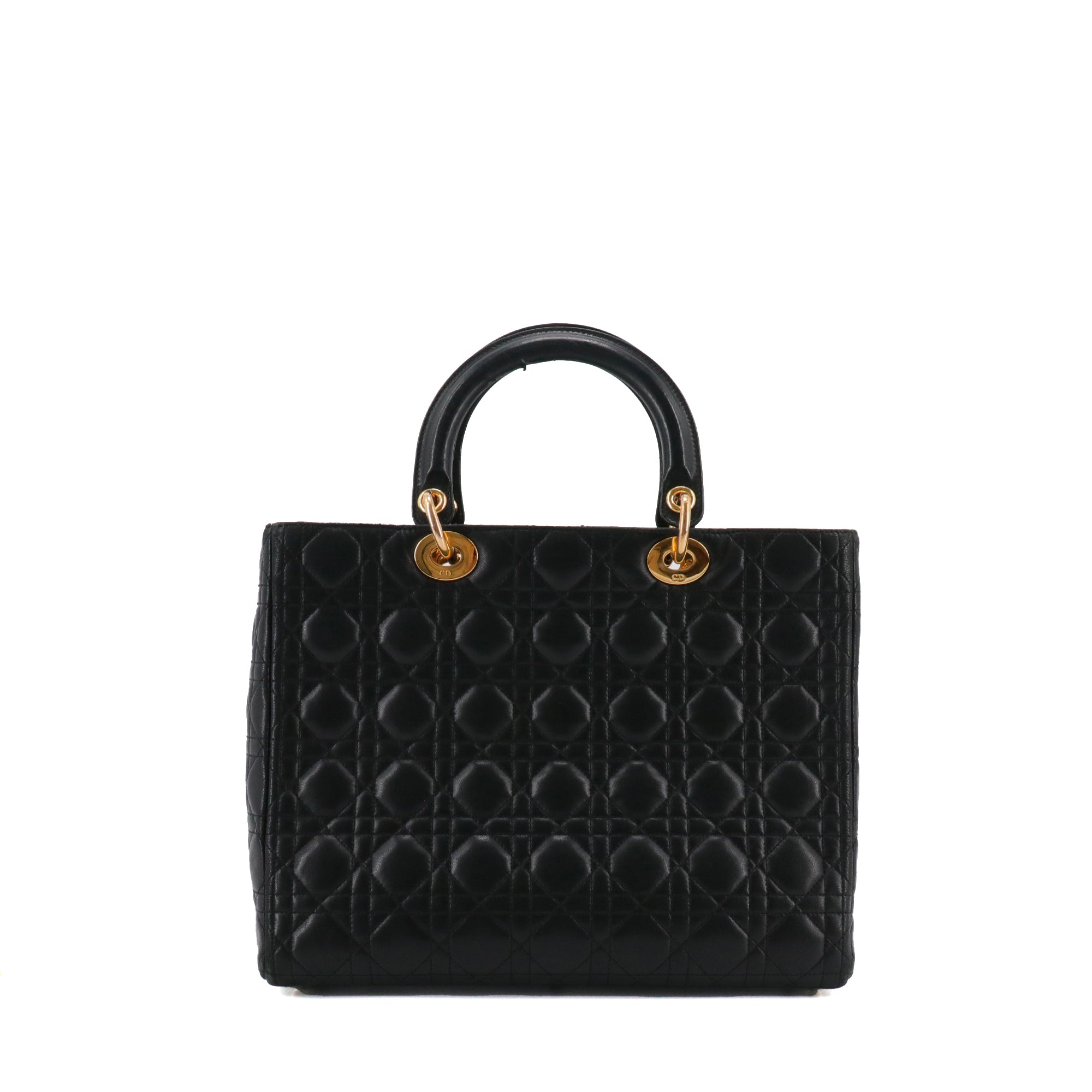 DIOR - Large Lady Dior handbag in vintage black cannage leather