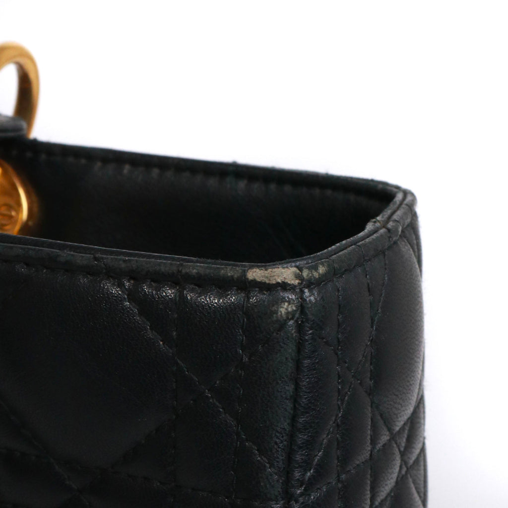 DIOR - Lady Dior large handbag in vintage black quilted leather