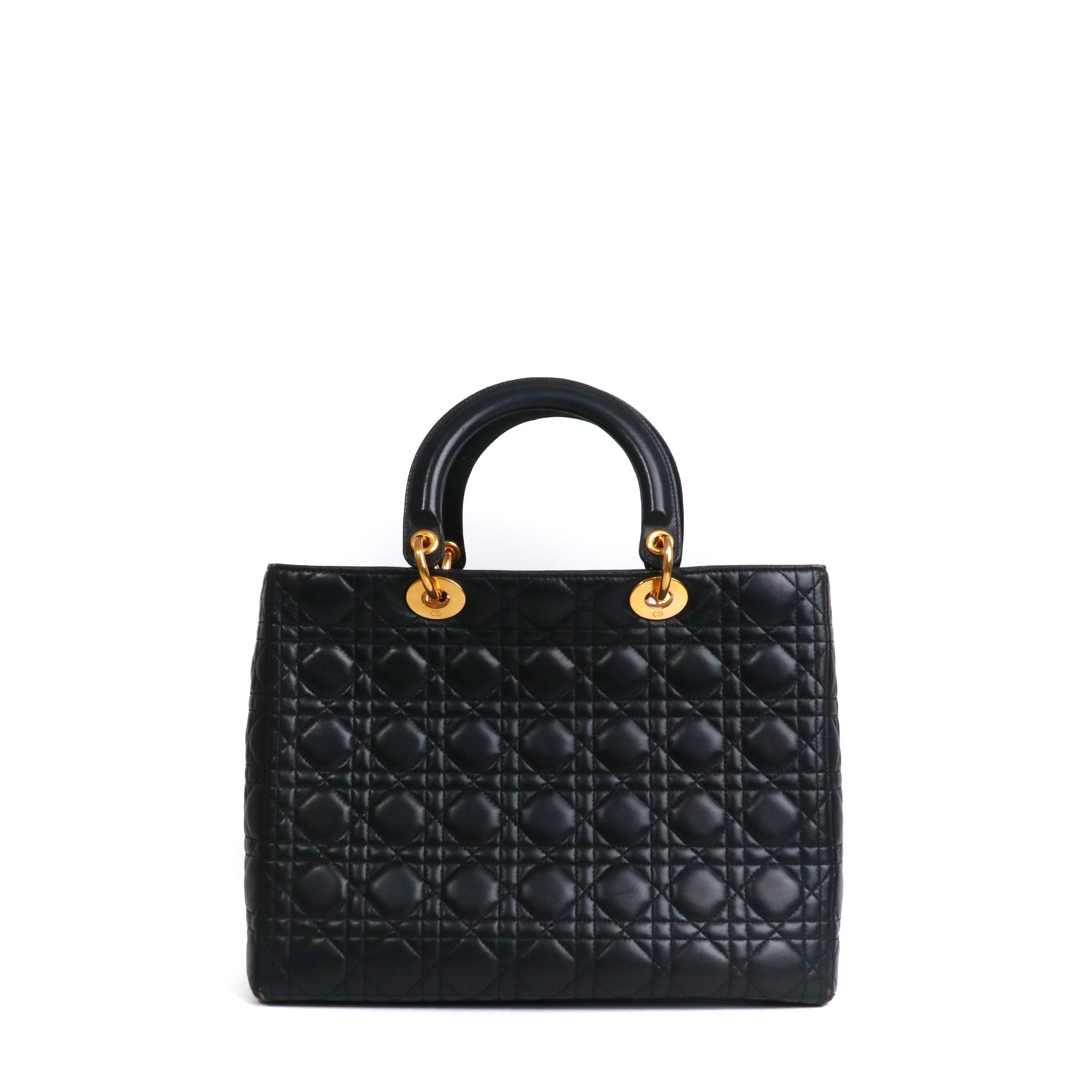 DIOR - Lady Dior large handbag in vintage black quilted leather