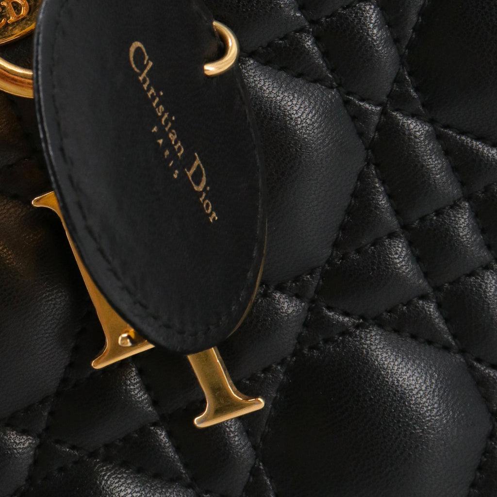DIOR - Large Lady Dior handbag in vintage black cannage leather
