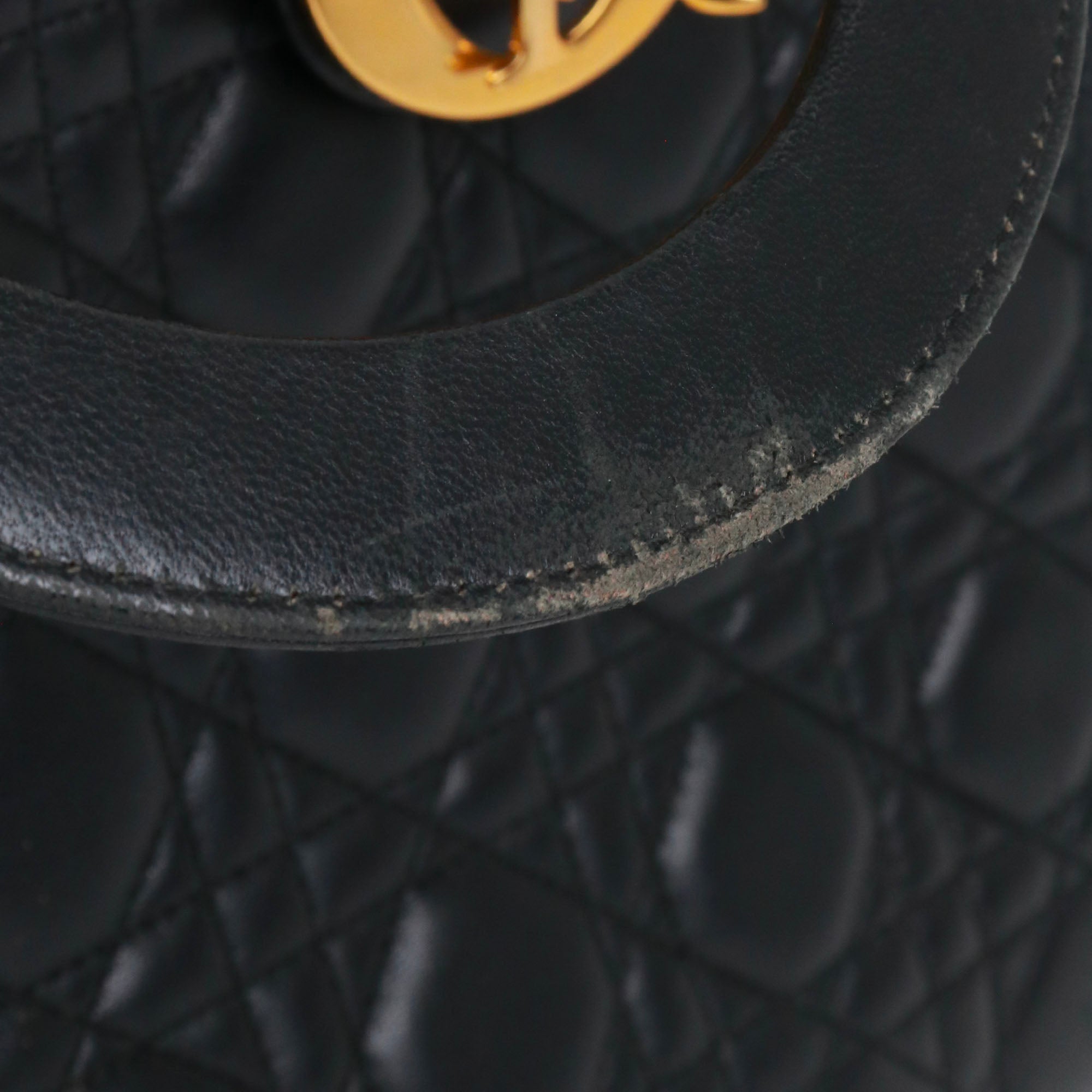 DIOR - Lady Dior large handbag in vintage black quilted leather