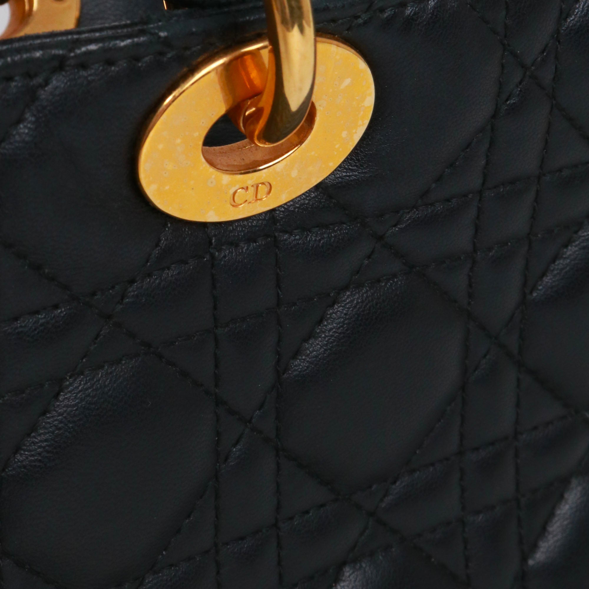 DIOR - Lady Dior large handbag in vintage black quilted leather