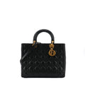 DIOR - Large Lady Dior handbag in vintage black cannage leather