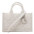 Dior Book Tote Mini Macro Cannage 2-Way Handbag White Gray