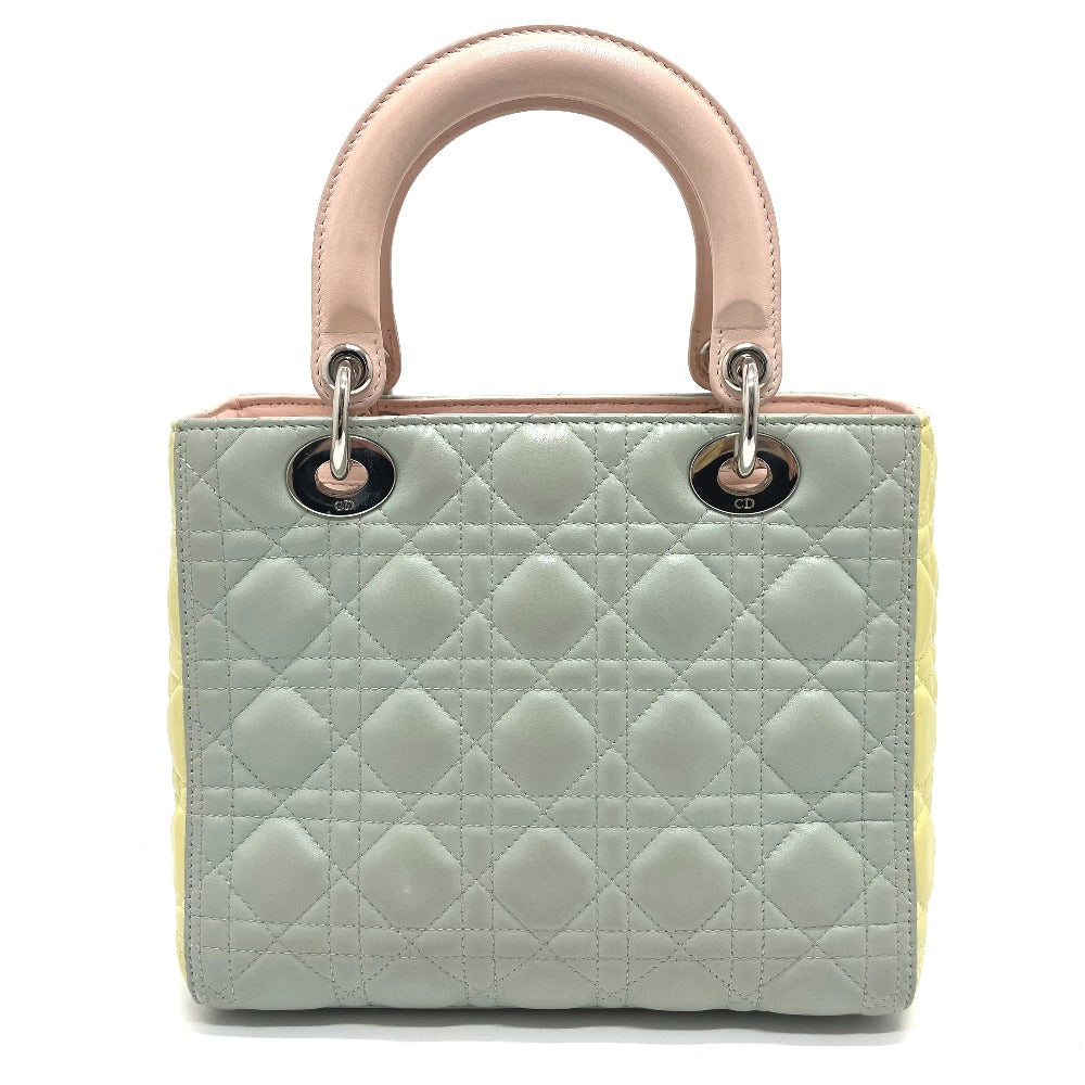 Dior Handbag leather blue x yellow x pink Canage Lady Dior Women