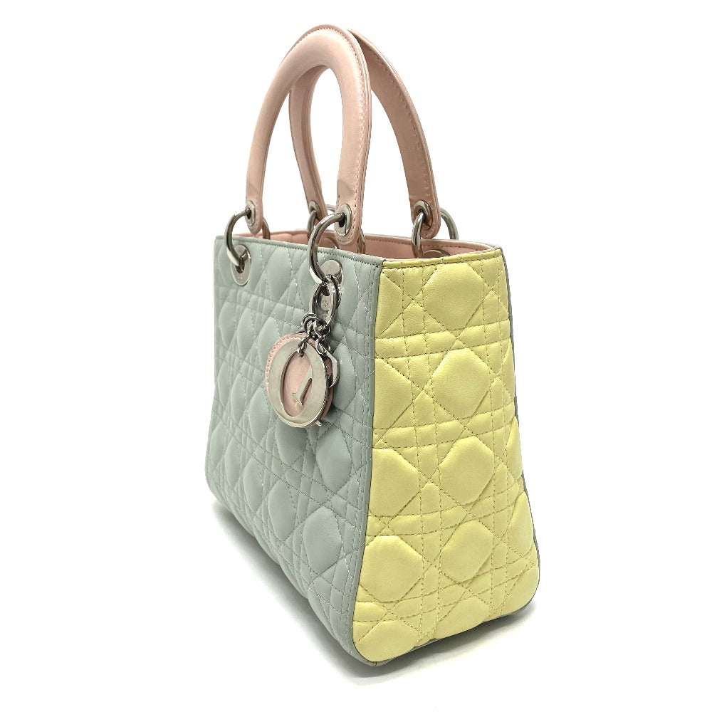 Dior Handbag leather blue x yellow x pink Canage Lady Dior Women