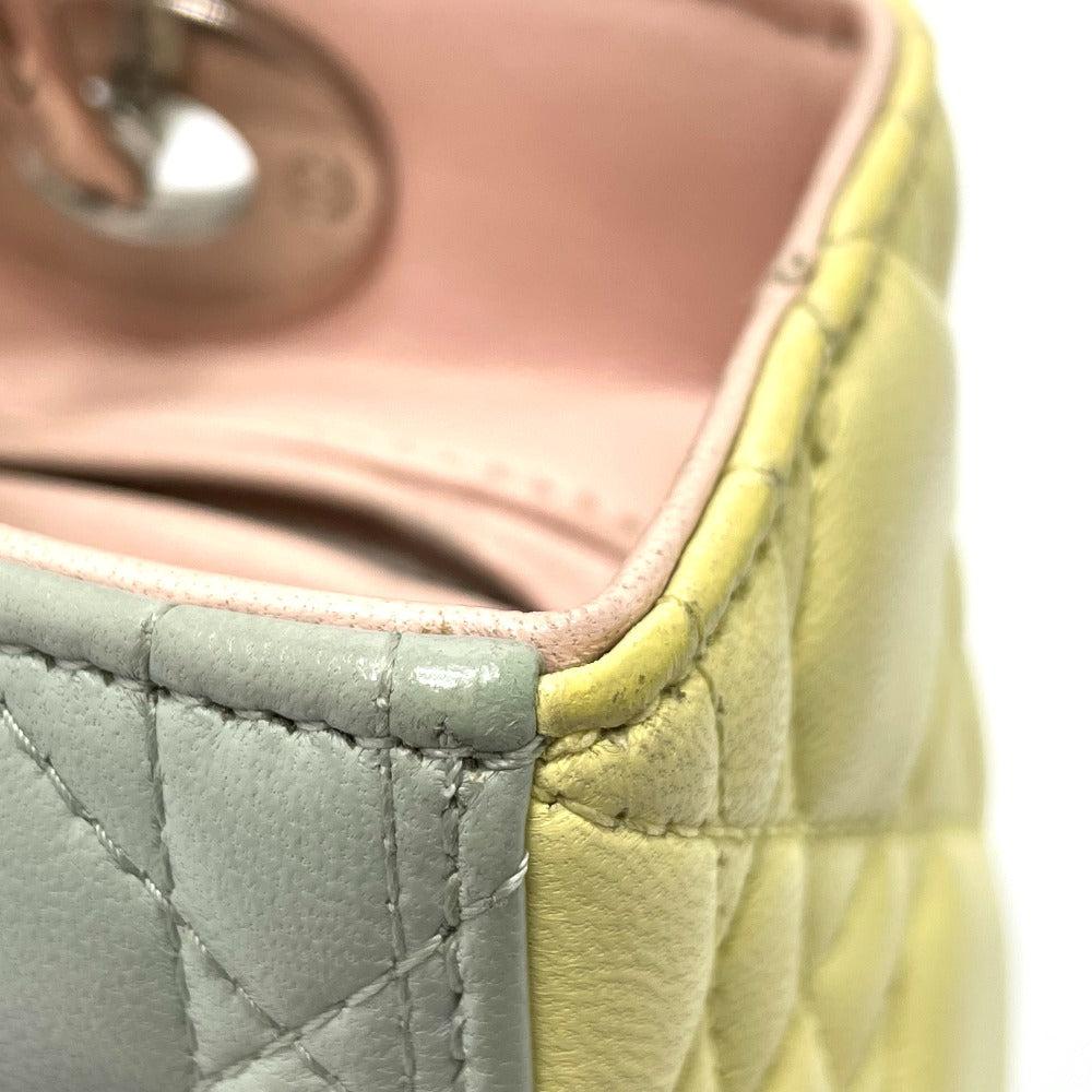 Dior Handbag leather blue x yellow x pink Canage Lady Dior Women