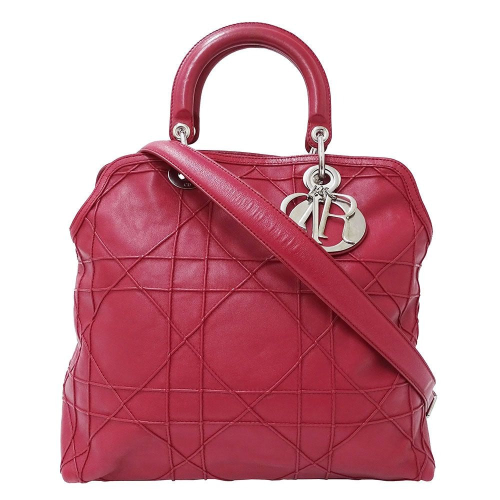 Dior Bag Shoulder 2-Way Leather Granville Wine Red