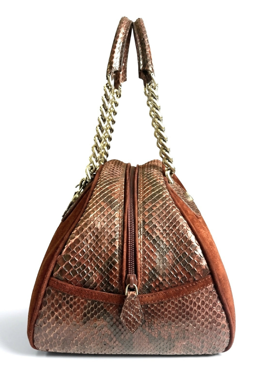 Rare Christian Dior Medium 2004 F/W Burgundy Suede Python Dice Gambler Bowling Bag