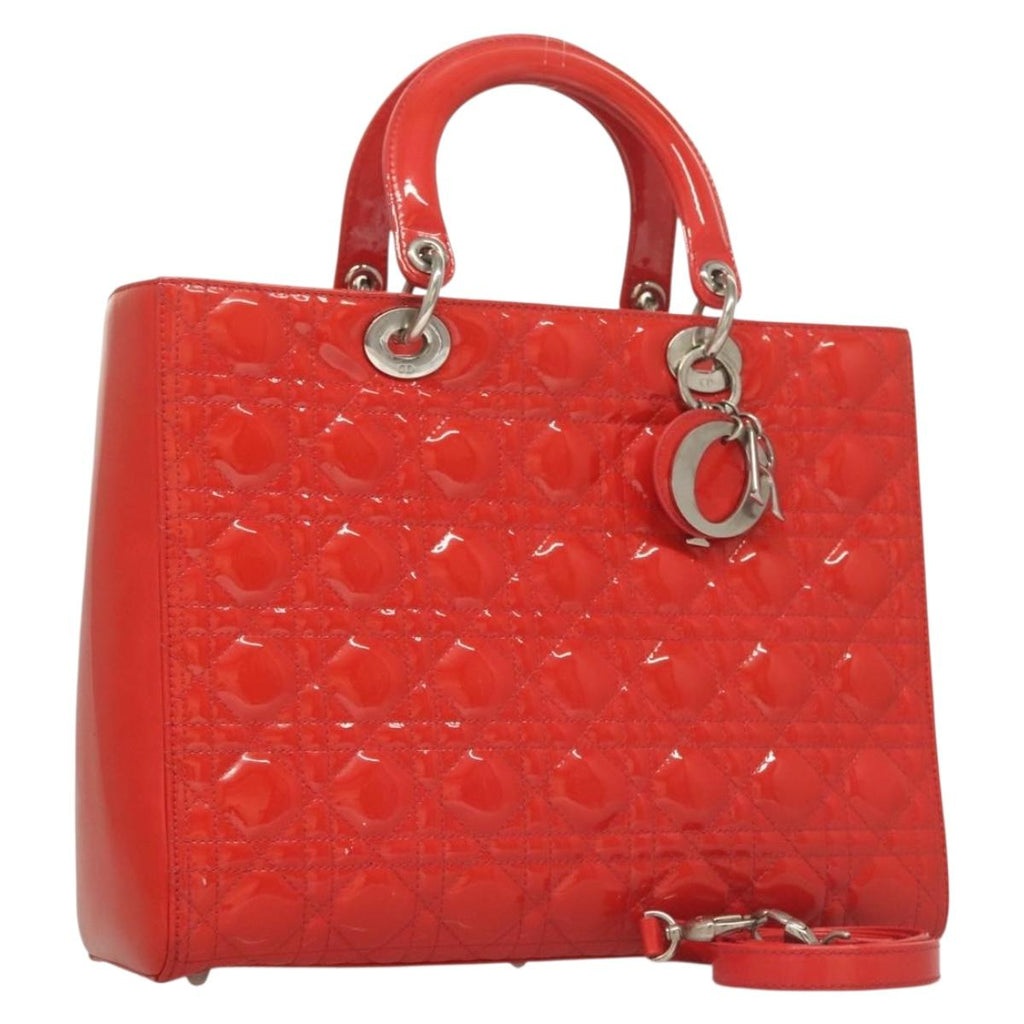 Dior Lady Dior Leather Red Handbag