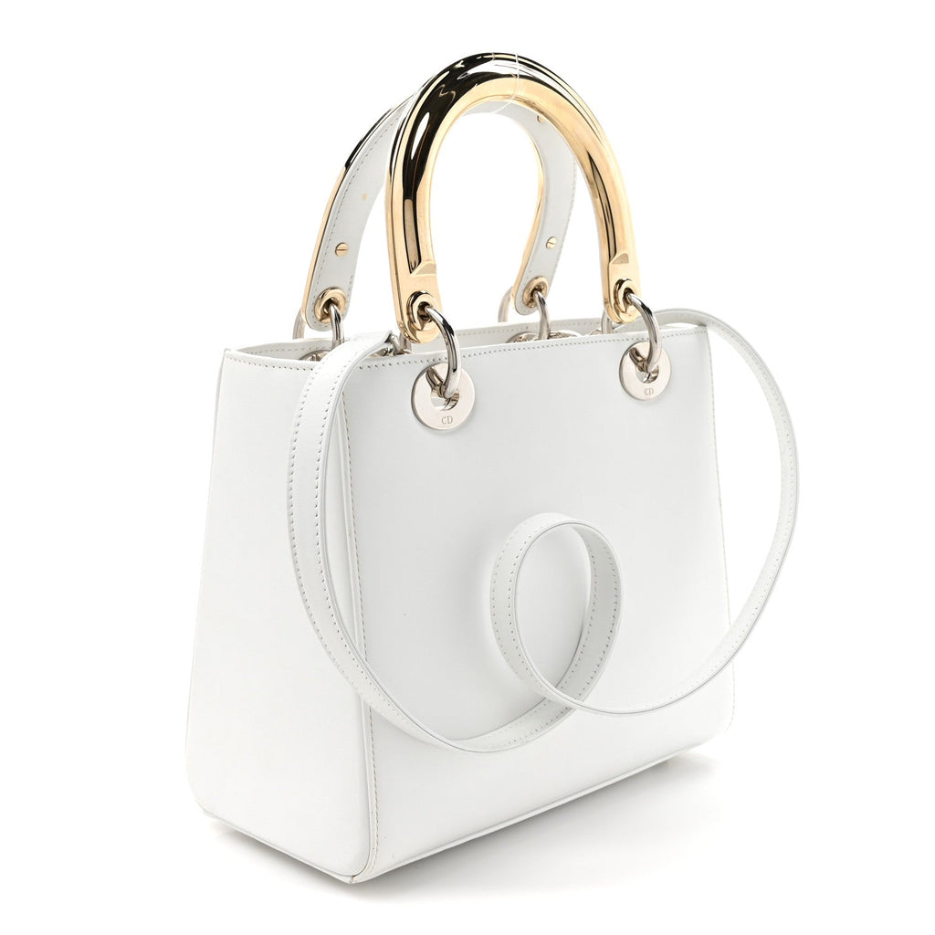 Calfskin Patch Embellished Medium Lady Dior White