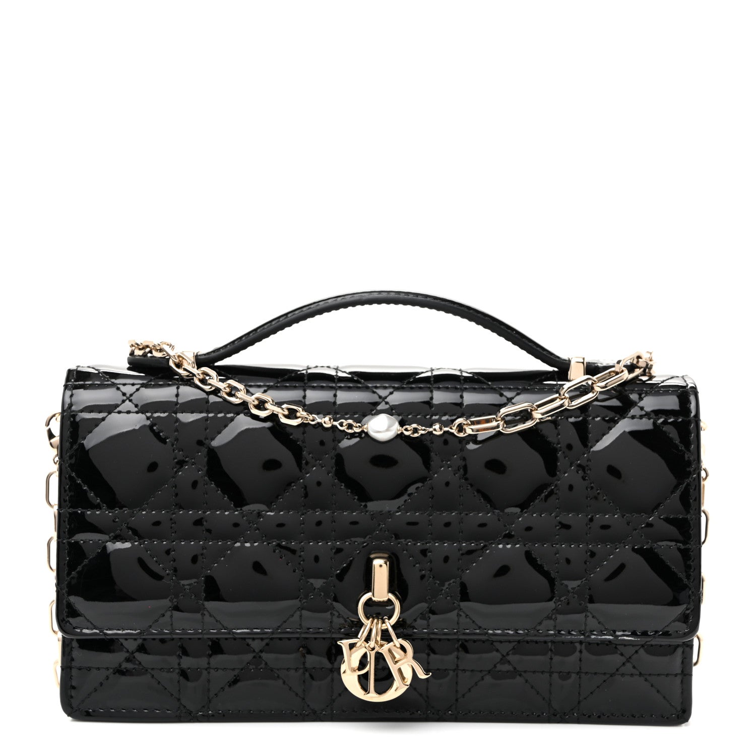Patent Cannage Mini My Dior Bag Black