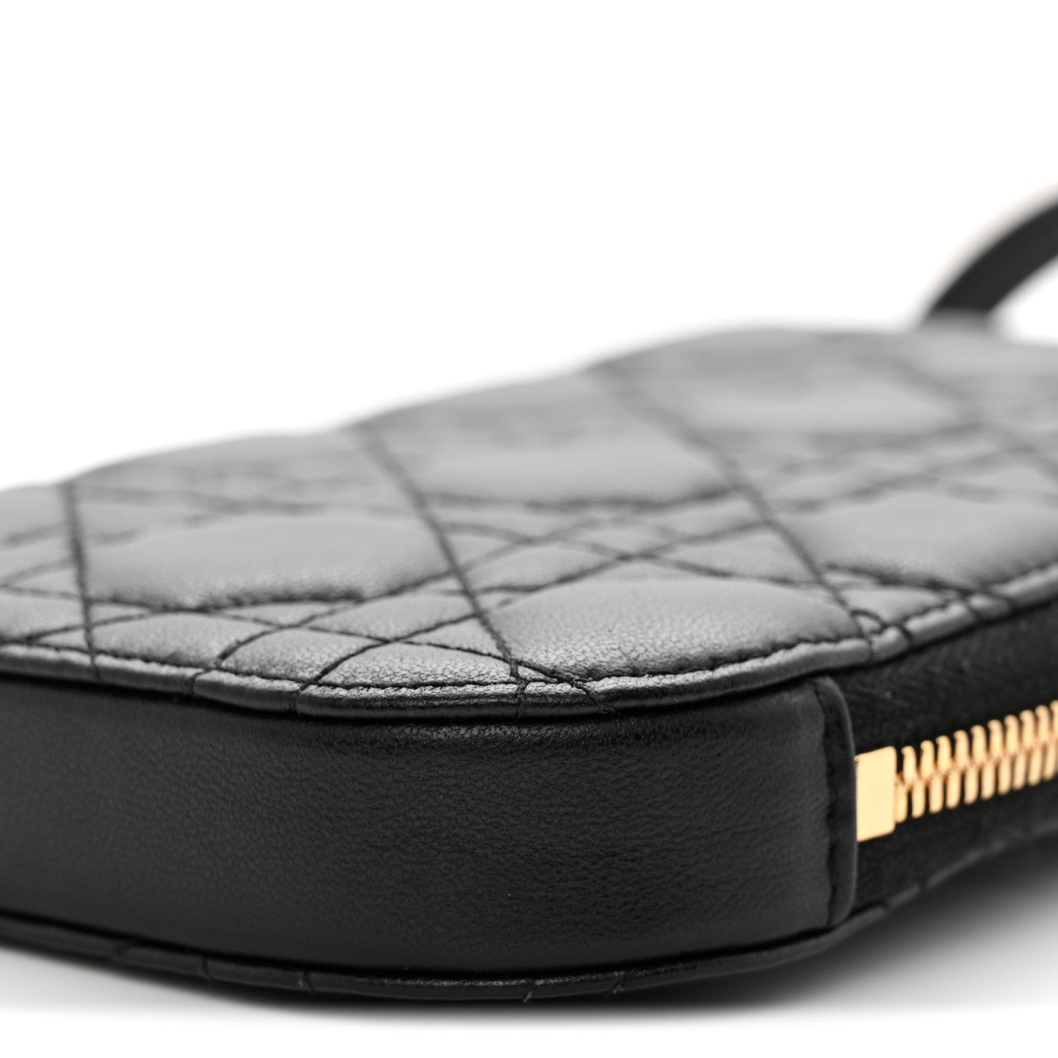 Lambskin Cannage Lady Dior Phone Holder Black