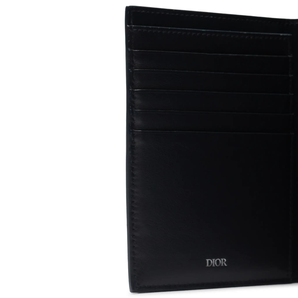 Dior Christian Dior Leather Navy Blue Bifold Passport Card Wallet