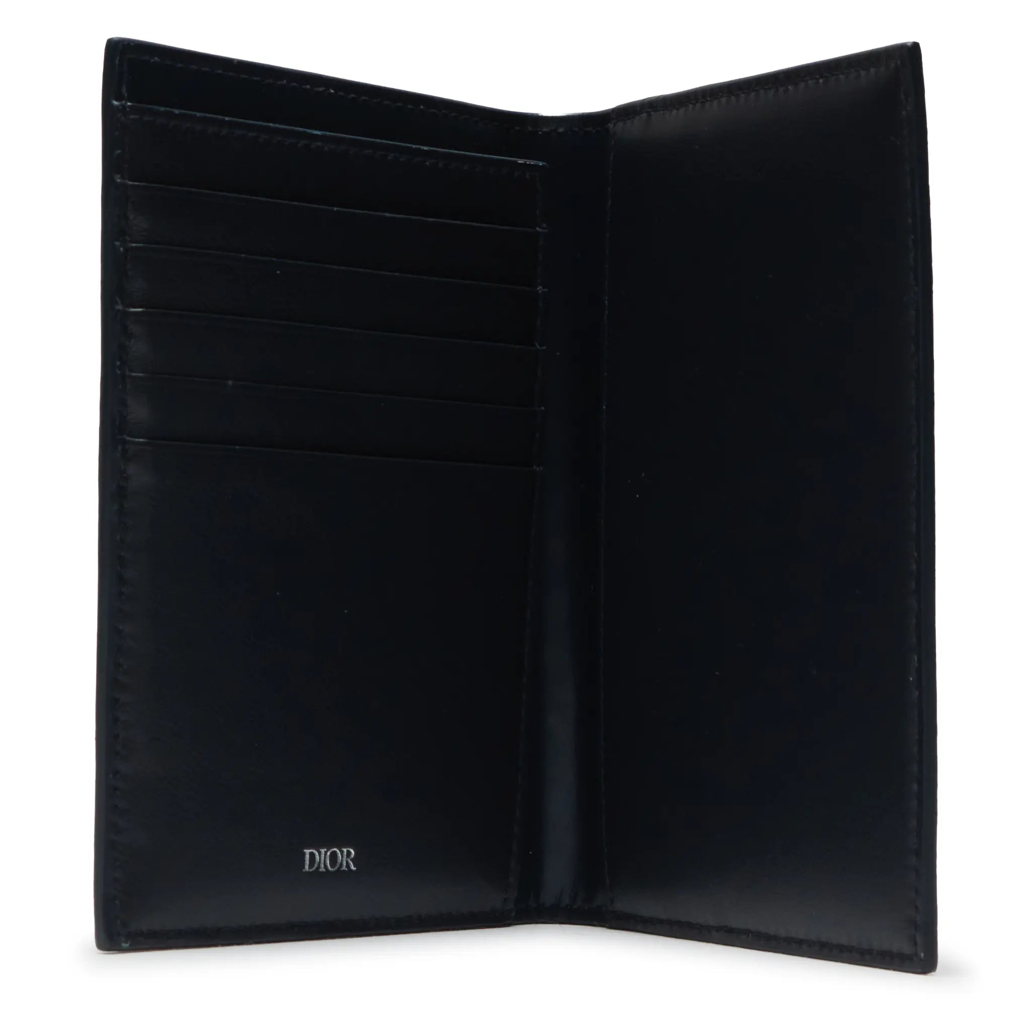 Dior Christian Dior Leather Navy Blue Bifold Passport Card Wallet