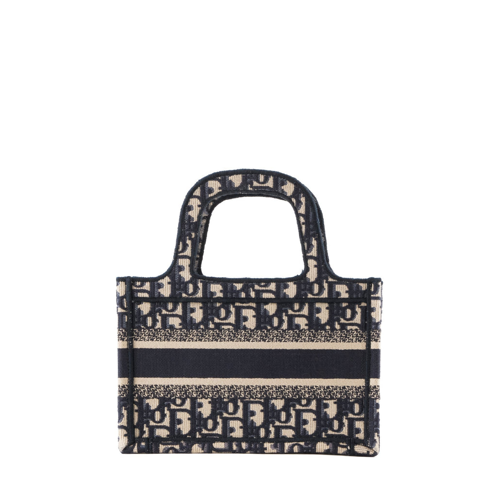 DIOR - Dior Mini Book Tote handbag in navy monogram canvas