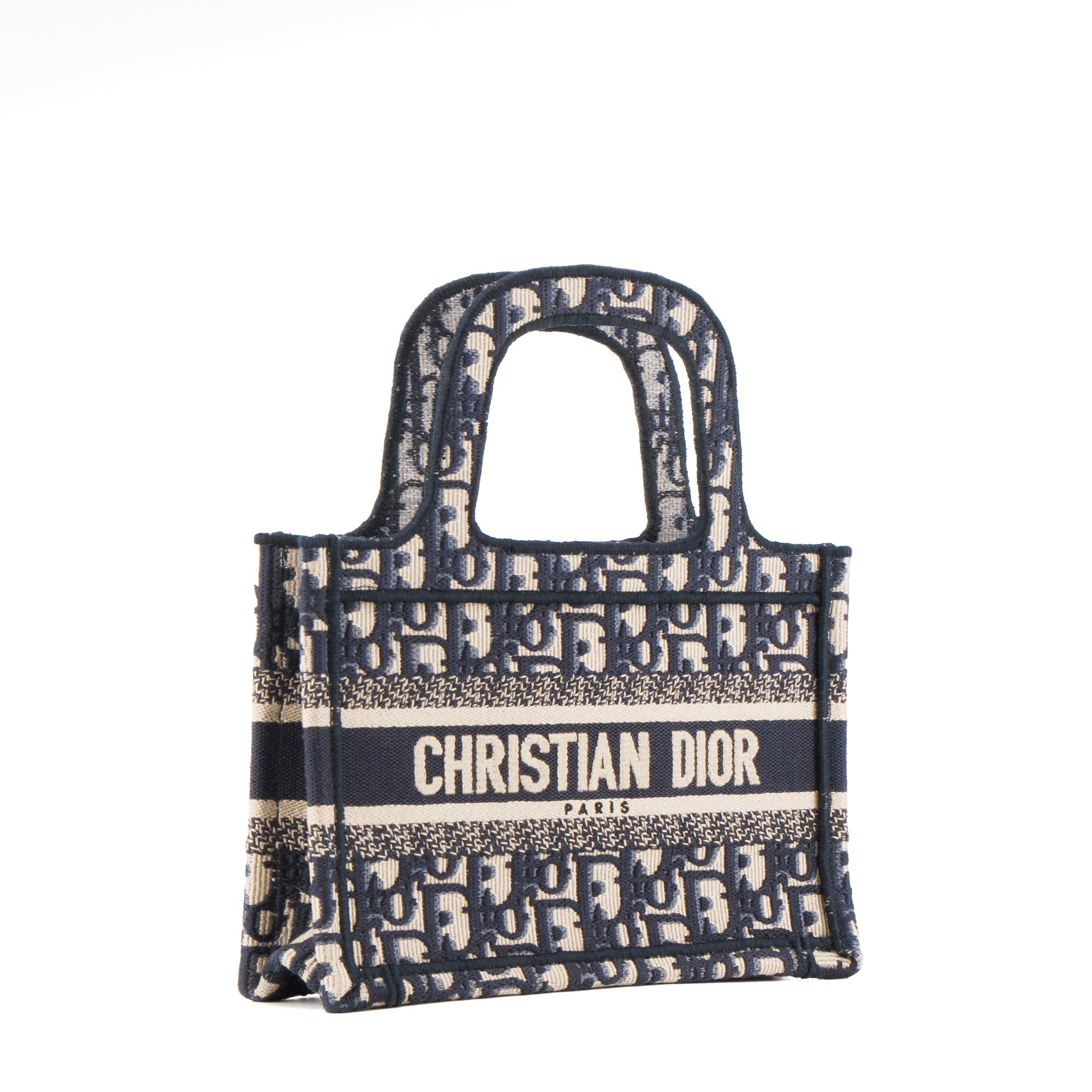 DIOR - Dior Mini Book Tote handbag in navy monogram canvas