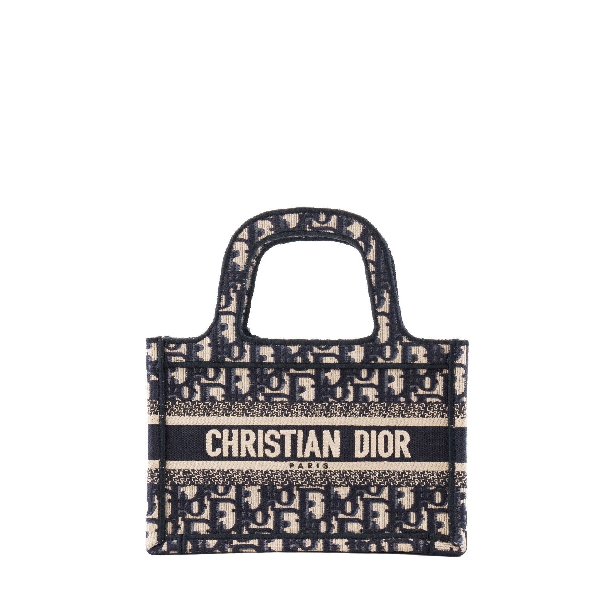 DIOR - Dior Mini Book Tote handbag in navy monogram canvas