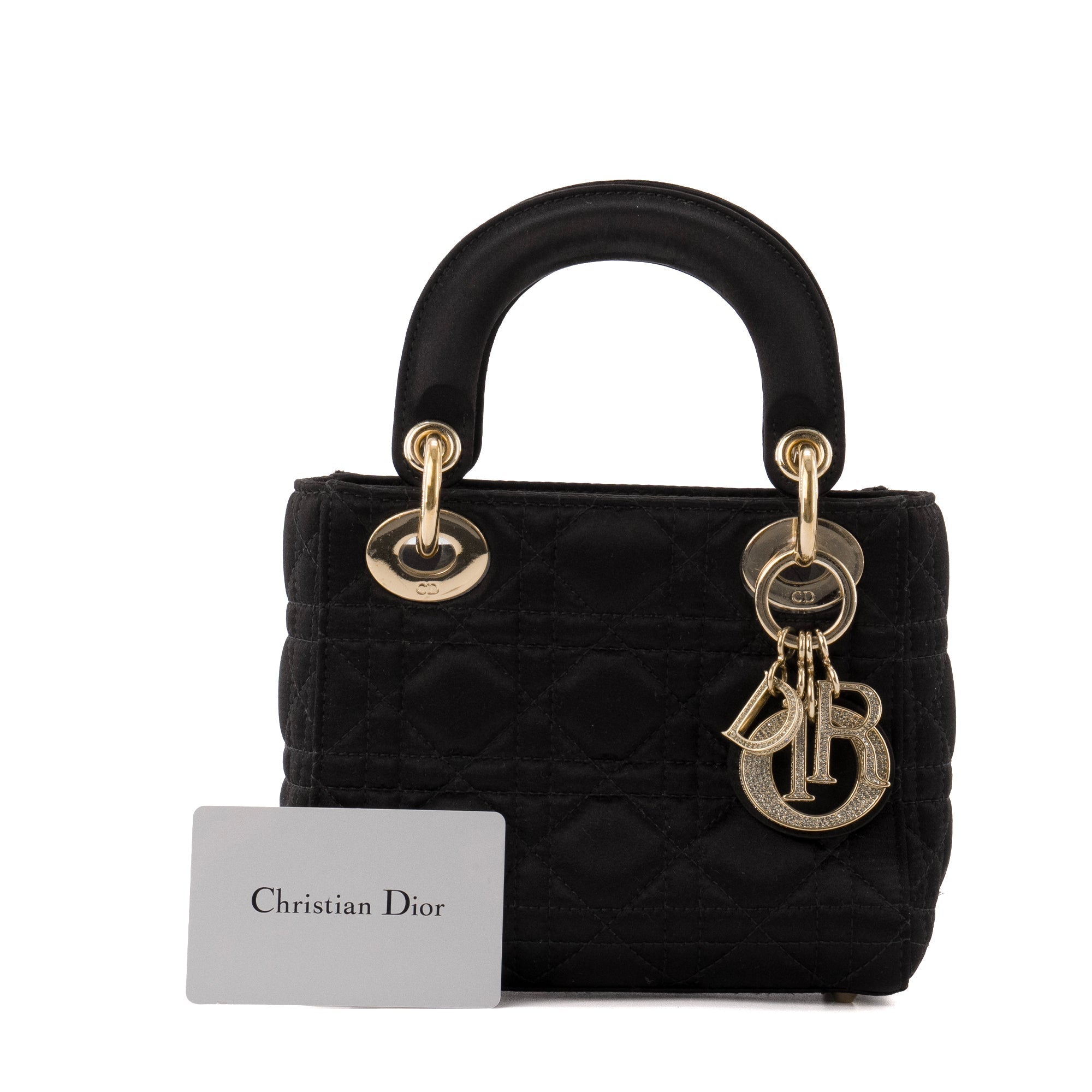 DIOR - Lady Dior Christal Mini Dior handbag in black satin