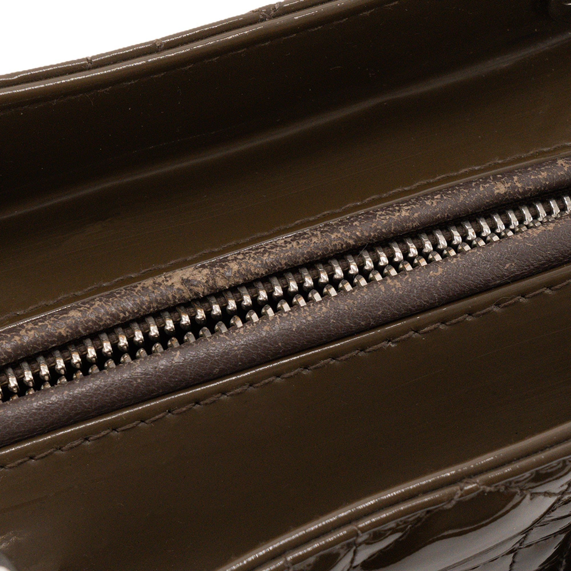 DIOR - Lady Dior medium Dior handbag in brown cannage patent leather