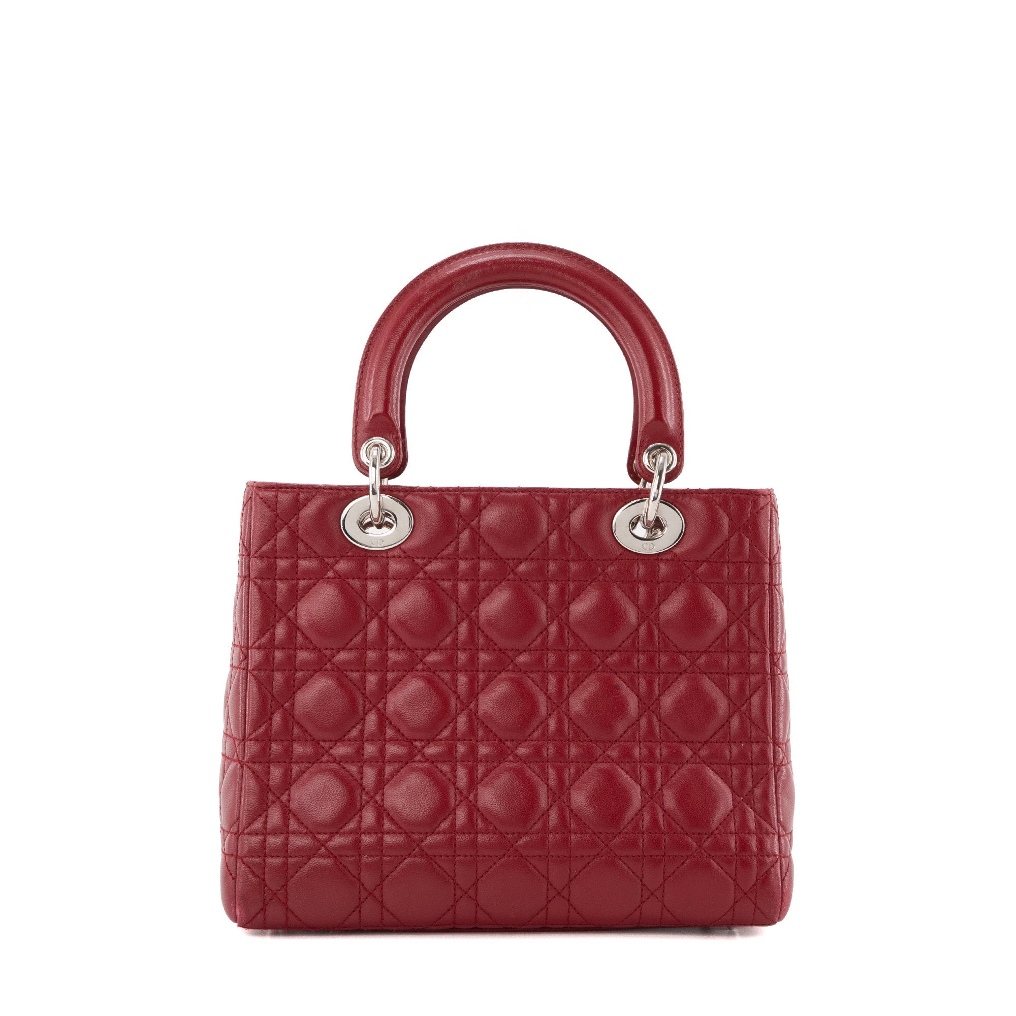DIOR - Vintage burgundy cannage leather medium Lady Dior handbag