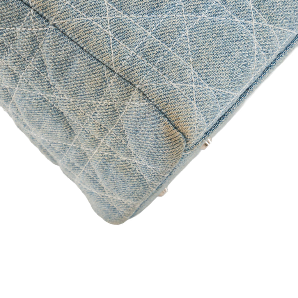 DIOR - Vintage Light Blue Cannage Denim Lady Dior Medium Handbag