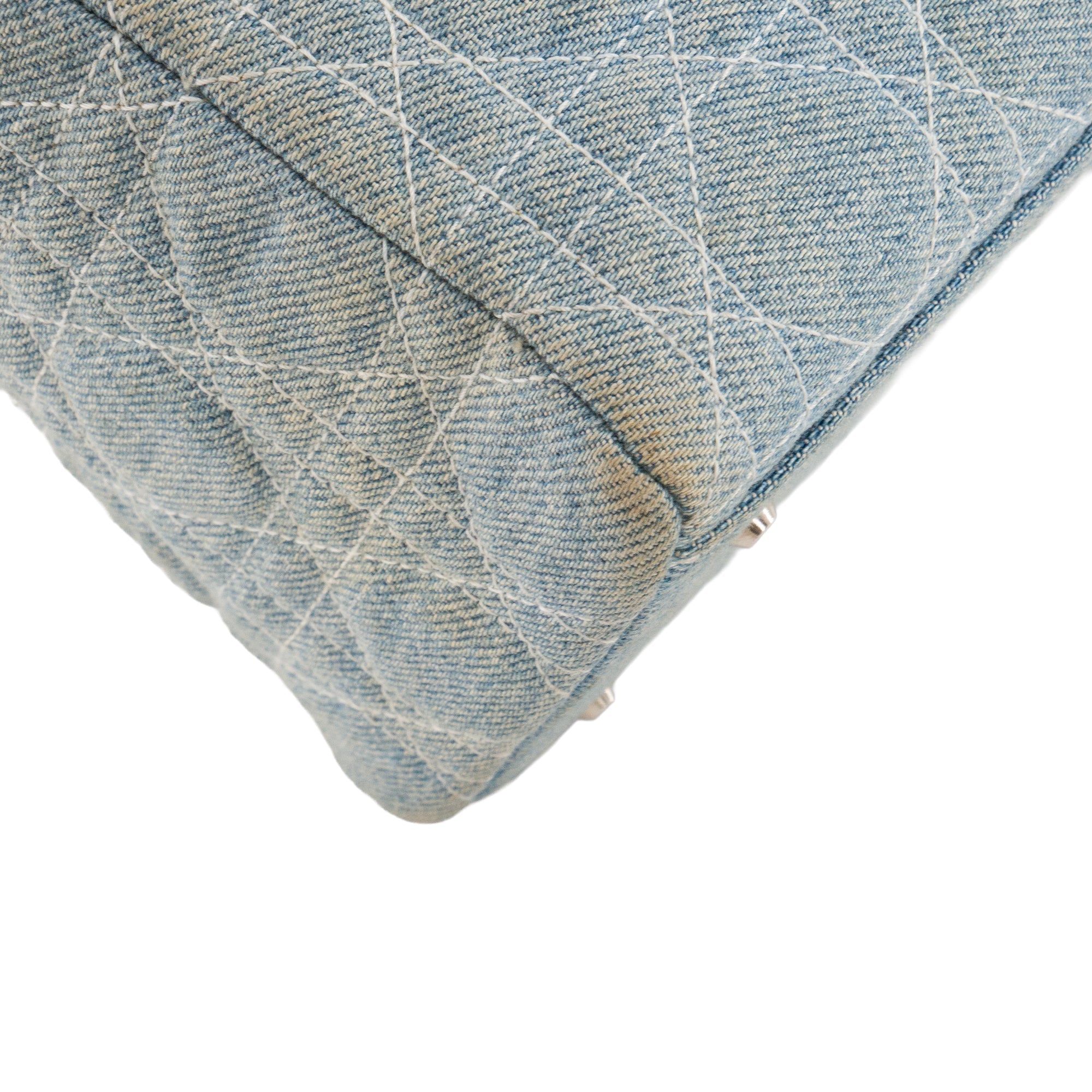 DIOR - Vintage Light Blue Cannage Denim Lady Dior Medium Handbag