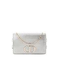 DIOR - Montaigne Pouch handbag in silver micro cannage leather