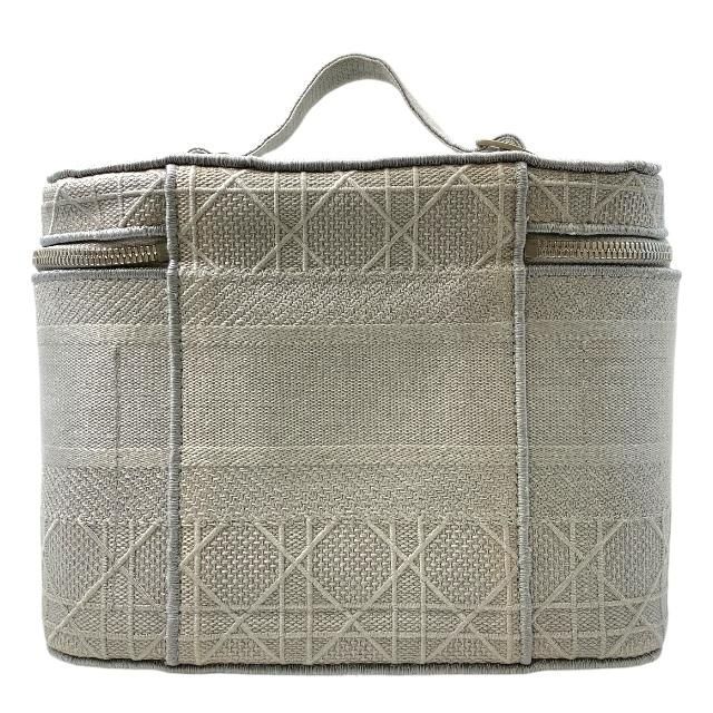 Christian Dior Cannage Vanity Handbag Logo Canvas Gray