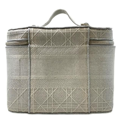 Christian Dior Cannage Vanity Handbag Logo Canvas Gray