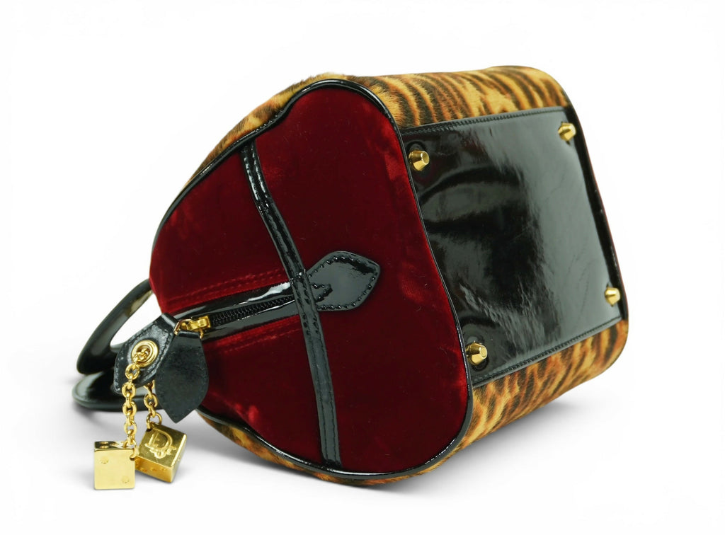 RARE MINI VINTAGE CHRISTIAN DIOR 2004 LEOPARD CHEETA DICE GAMBLER BAG GHW