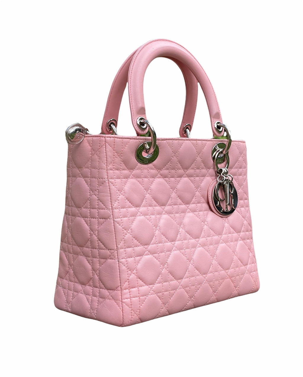 Dior Lady Dior Leather Canvas Handbag