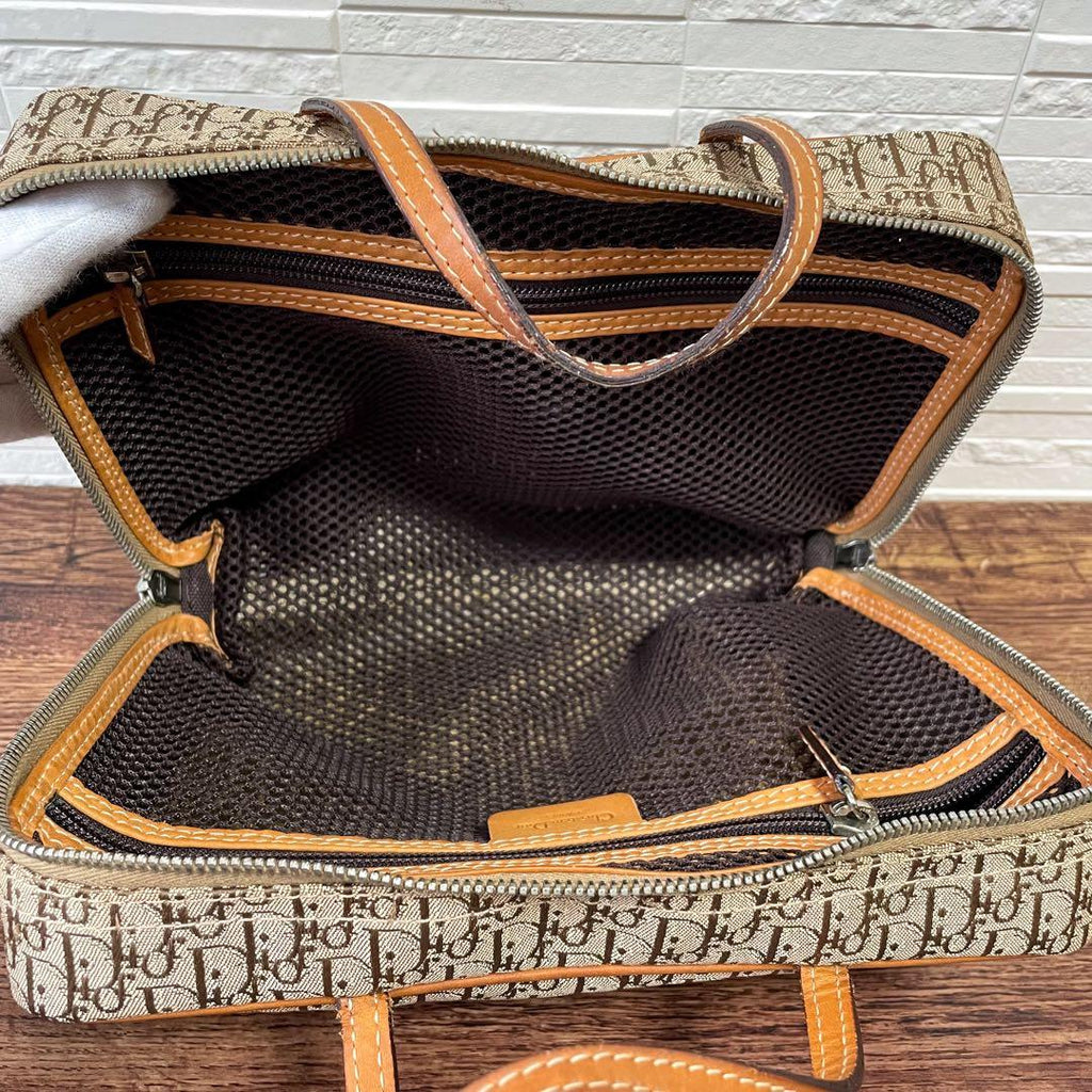 Dior Trotter Canvas Hand Bag Boston Brown