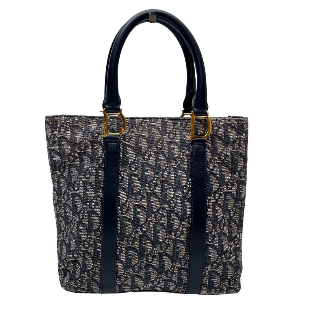 Dior Trotter Canvas Leather Hand Tote Navy