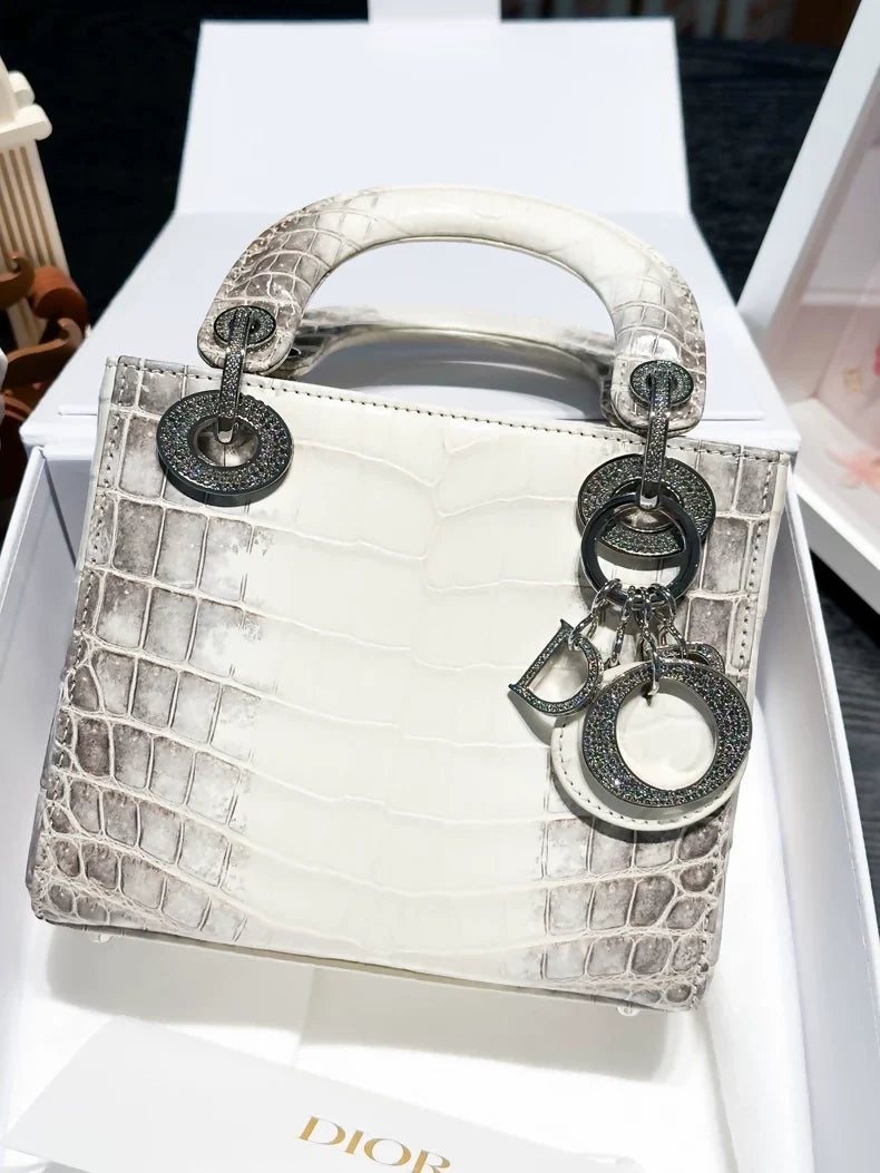 Lady Dior bag Himalaya crocodile leather with diamond hardware