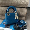 Dior Lady bag Blue alligator leather